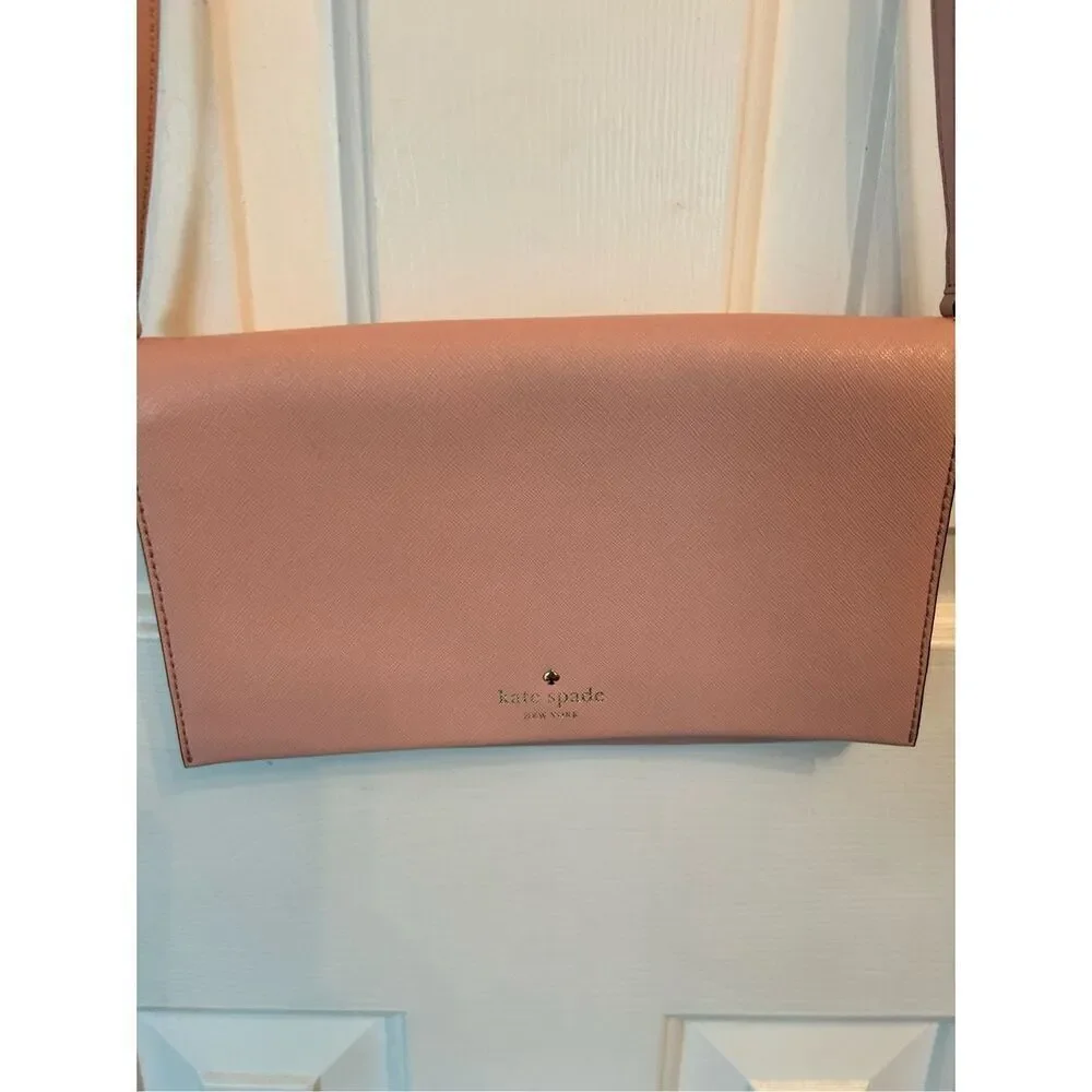 Kate Spade Pink Clutch Crossbody New Canvas Gold Plated